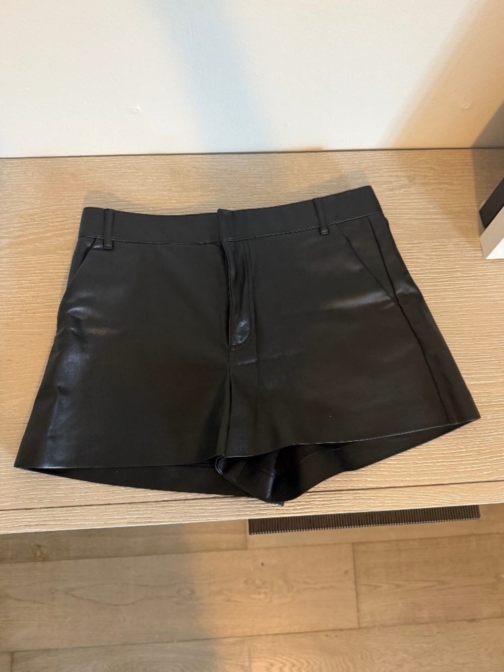 Zara black faux leather shorts
